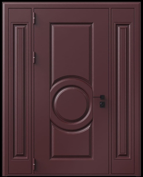 Входная термодверь с металлофиленкой, вставками по бокам и порошковым окрашиванием RAL 3007 (тип №1) Входная термодверь с металлофиленкой, вставками по бокам и порошковым окрашиванием RAL 3007 (тип №1)