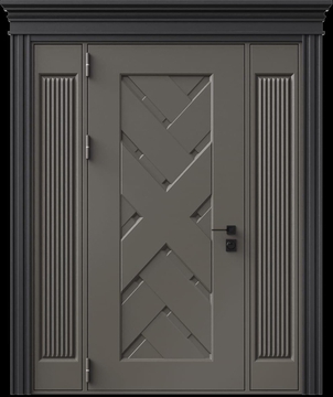 Входная термодверь с металлофиленкой, вставками по бокам, карнизом и порошковым напылением RAL 7022 (тип №2) Входная термодверь с металлофиленкой, вставками по бокам, карнизом и порошковым напылением RAL 7022 (тип №2)